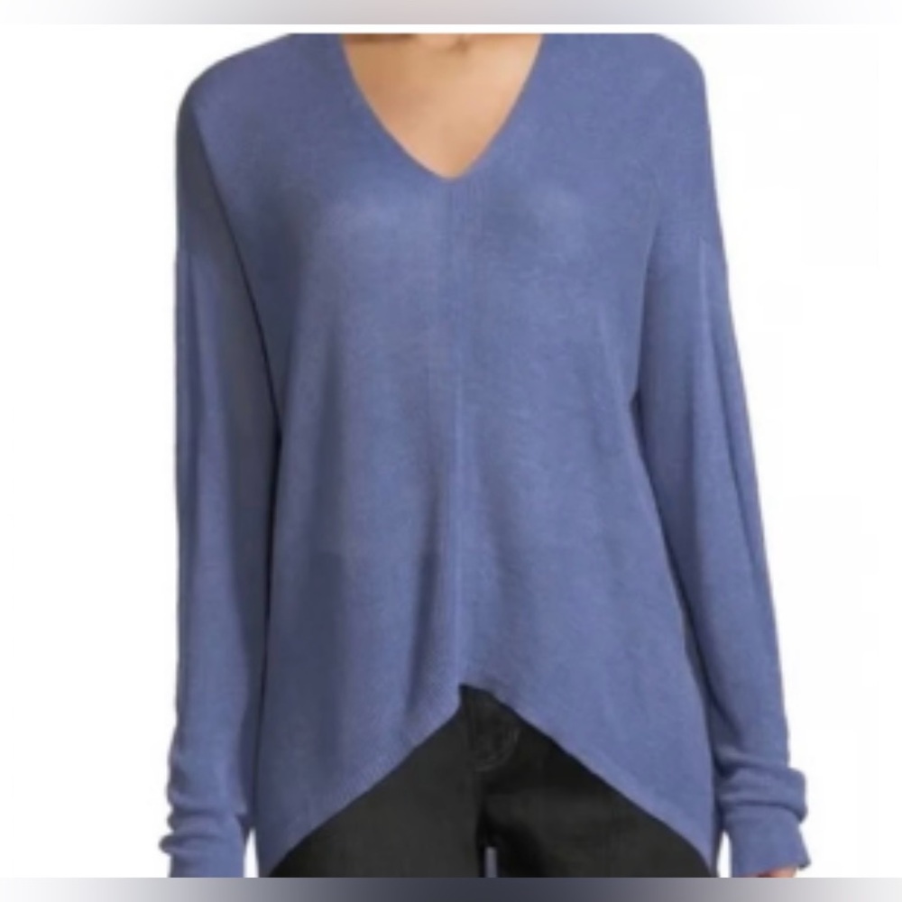 Eileen Fisher Lightweight V-neck Organic Linen Blend Sweater Tunic Size L